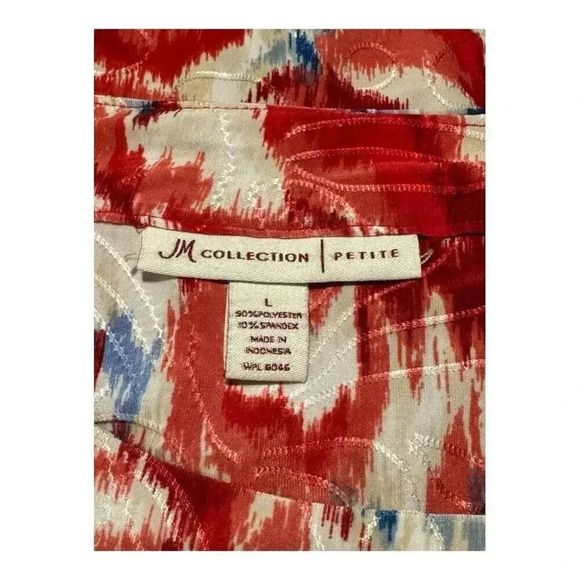 JM Collection Petite Large Scoop Neck Soft Flowy Watercolor Floral Print Top - Picture 4 of 7